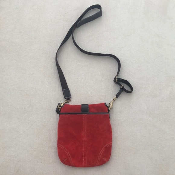 COACH Vintage Red Suede Crossbody Bag - Picture 2 of 8